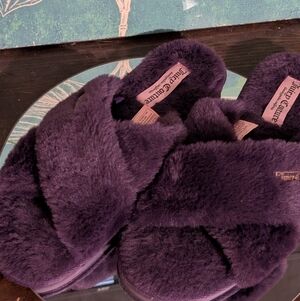 Juicy Couture Purple Fuzzy Slippers Sz 11